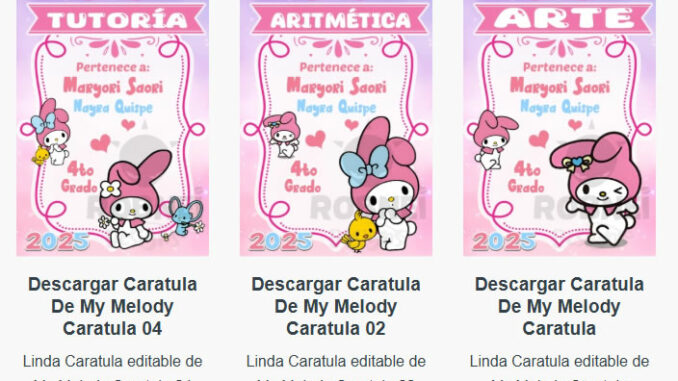 Caratulas Editables de la My Melody para imprimir