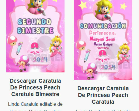 Caratulas Editables de la Princesa Peach para imprimir