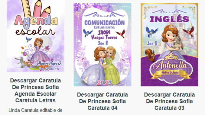 Caratulas Editables de la Princesa Sofia para imprimir
