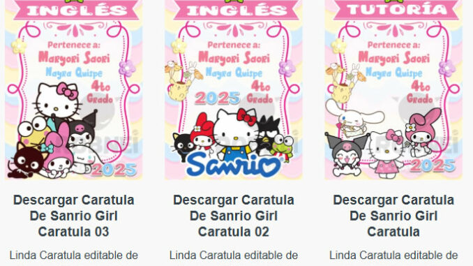Caratulas Editables de la Sanrio para imprimir