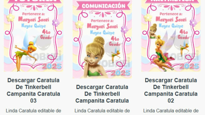 Caratulas Editables de la Tinkerbell Campanita para imprimir
