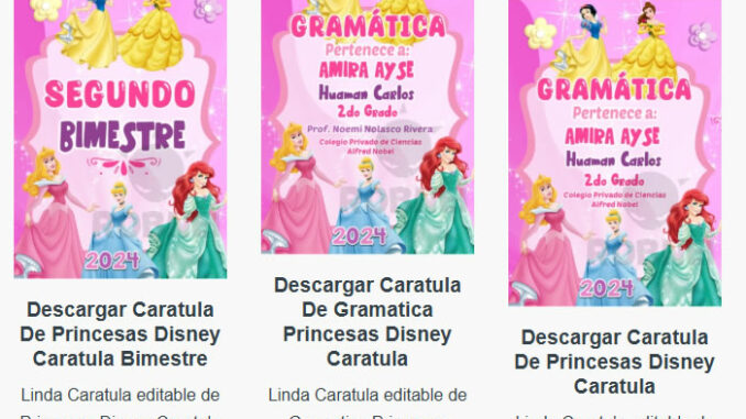 Caratulas Editables de las Princesas Disney para imprimir