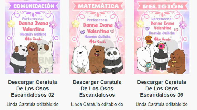 Caratulas Editables de los Osos Escandalosos para imprimir