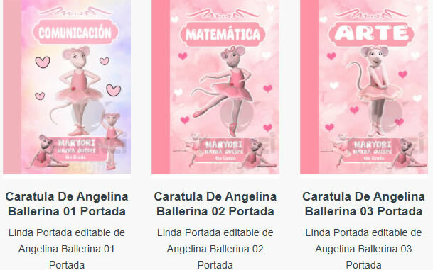 Portadas para Cuadernos de Angelina Ballerina Editables
