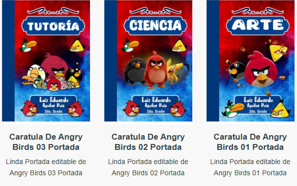 Portadas para Cuadernos de Angry Birds Editables
