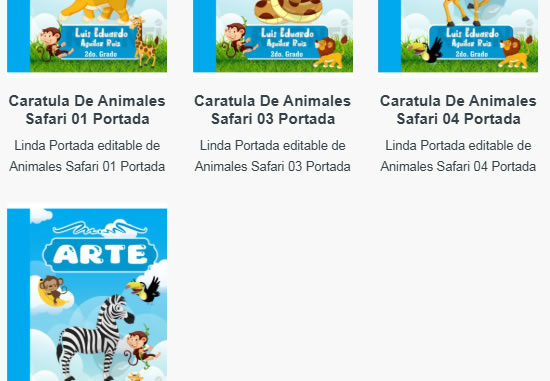 Portadas para Cuadernos de Animales Safari Editables
