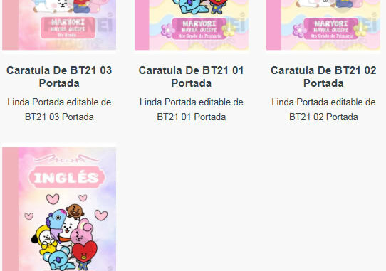 Portadas para Cuadernos de BT21 Editables