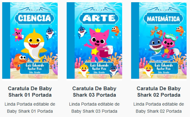 Portadas para Cuadernos de Baby Shark Editables