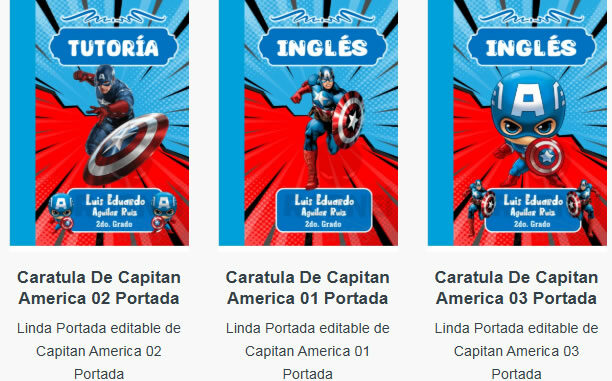 Portadas para Cuadernos de Capitan America Editables