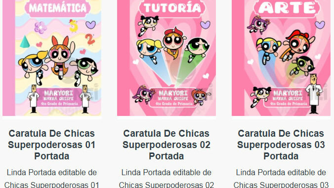 Portadas para Cuadernos de Chicas Superpoderosas Editables