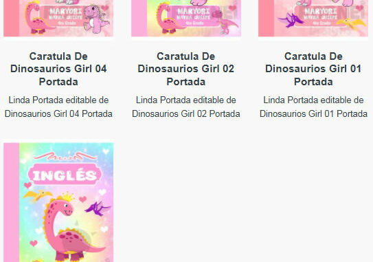 Portadas para Cuadernos de Dinosaurios Girl Editables