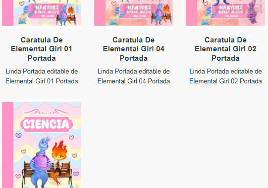 Portadas para Cuadernos de Elemental Girl Editables