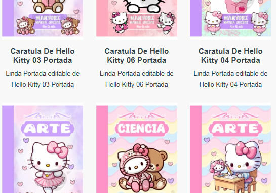 Portadas para Cuadernos de Hello Kitty Editables