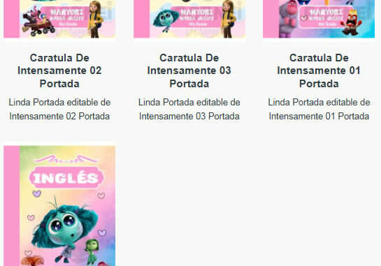 Portadas para Cuadernos de Intensamente Editables