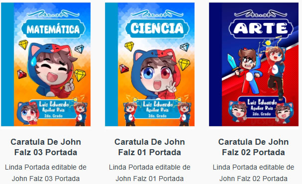Portadas para Cuadernos de John Falz Editables