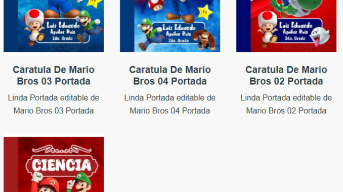 Portadas para Cuadernos de Mario Bros Editables