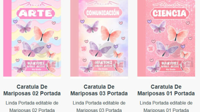Portadas para Cuadernos de Mariposas Editables