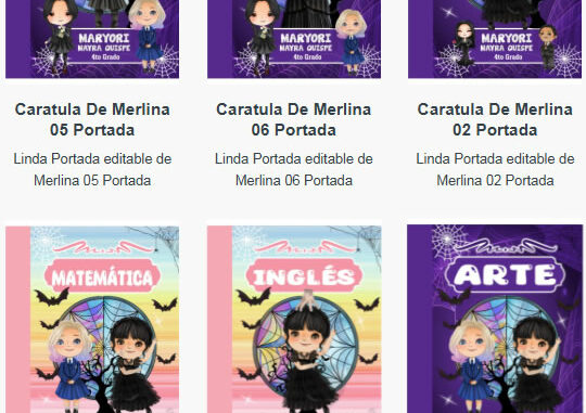 Portadas para Cuadernos de Merlina Editables