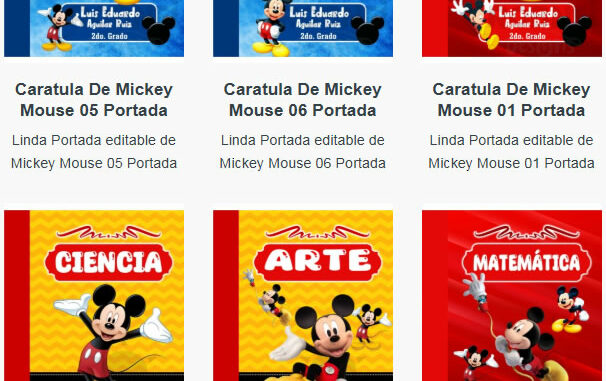 Portadas para Cuadernos de Mickey Mouse Editables