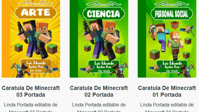 Portadas para Cuadernos de Minecraft Editables