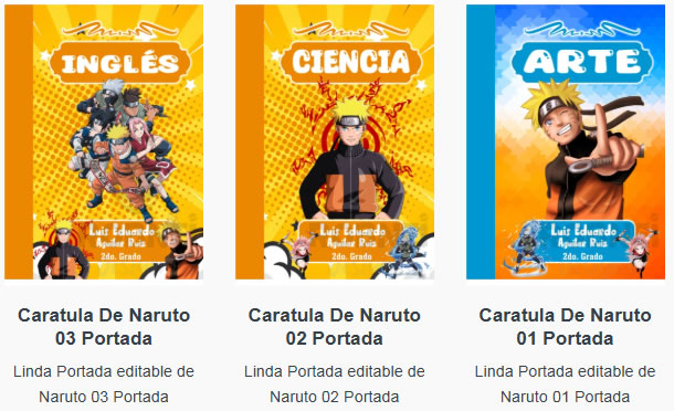 Portadas para Cuadernos de Naruto Editables