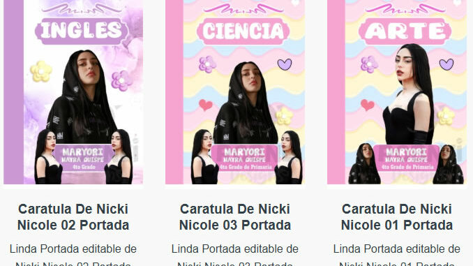 Portadas para Cuadernos de Nicki Nicole Editables