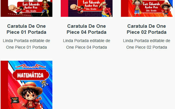 Portadas para Cuadernos de One Piece Editables