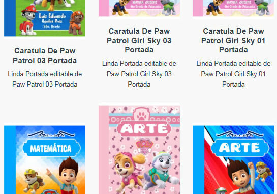 Portadas para Cuadernos de Paw Patrol Sky Editables