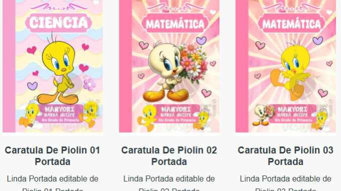 Portadas para Cuadernos de Piolin Editables