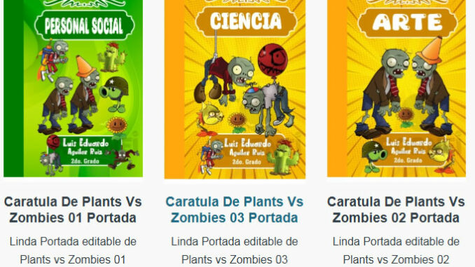 Portadas para Cuadernos de Plants vs Zombies Editables