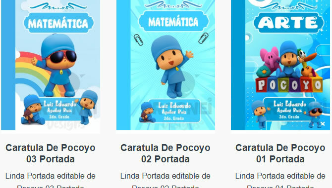 Portadas para Cuadernos de Pocoyo Editables