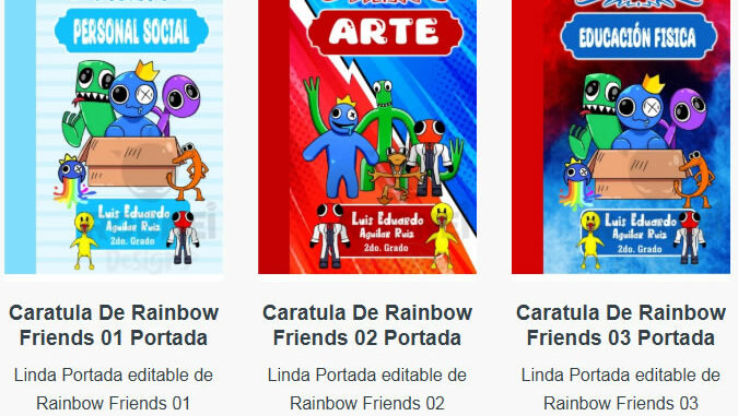 Portadas para Cuadernos de Rainbow Friends Editables