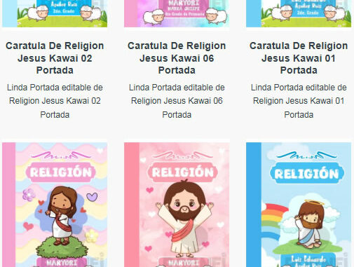 Portadas para Cuadernos de Religion Jesus Kawai Editables