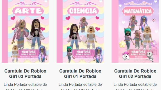 Portadas para Cuadernos de Roblox Girl Editables