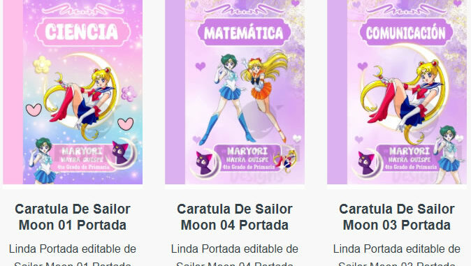 Portadas para Cuadernos de Sailor Moon Editables