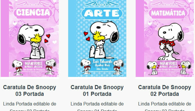 Portadas para Cuadernos de Snoopy Editables
