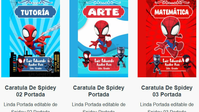 Portadas para Cuadernos de Spidey Editables