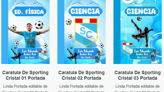 Portadas para Cuadernos de Sporting Cristal Editables