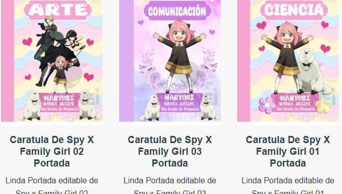 Portadas para Cuadernos de Spy x Family Girl Editables