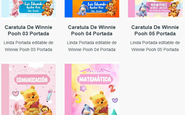 Portadas para Cuadernos de Winnie Pooh Editables
