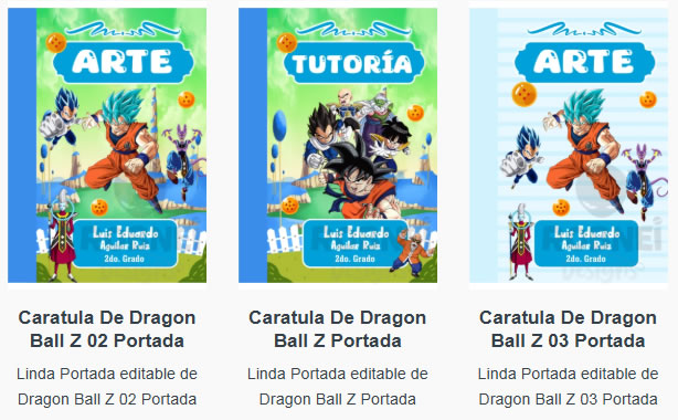 Portadas para Cuadernos de Dragon Ball Z Editables