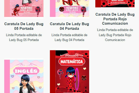 Portadas para Cuadernos de Lady Bug Editables