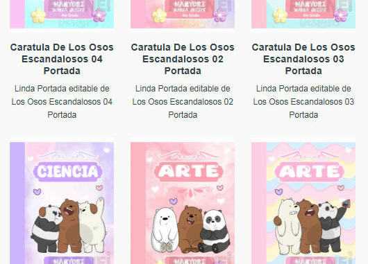 Portadas para Cuadernos de Los Osos Escandalosos Editables