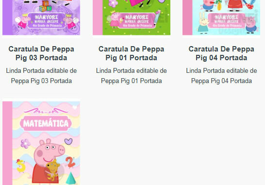 Portadas para Cuadernos de Peppa Pig Editables