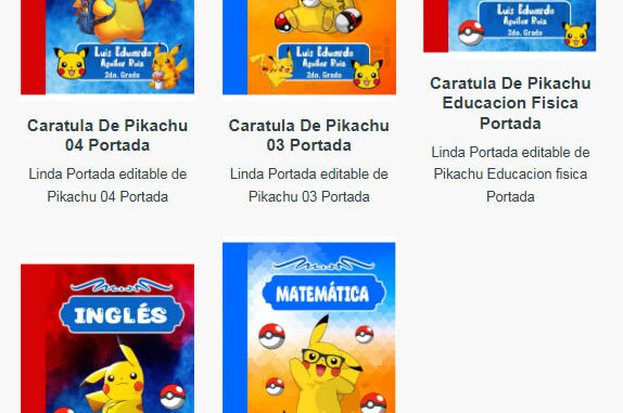 Portadas para Cuadernos de Pikachu Editables
