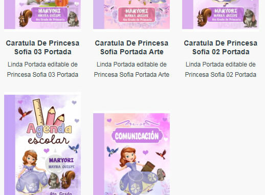 Portadas para Cuadernos de Princesa Sofia Editables