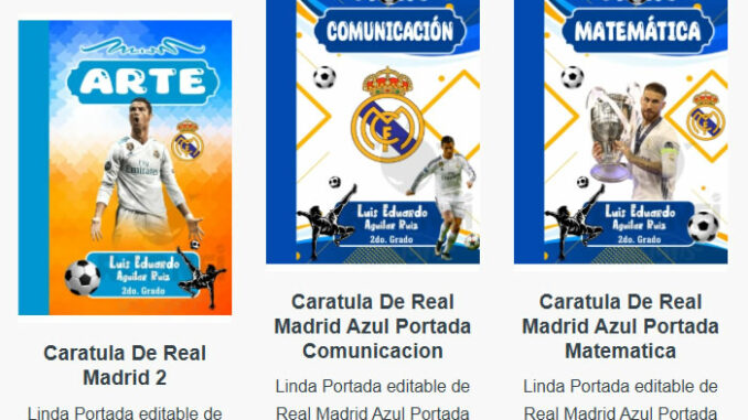 Portadas para Cuadernos de Real Madrid Editables