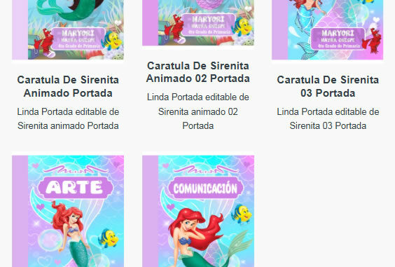 Portadas para Cuadernos de Sirenita Editables