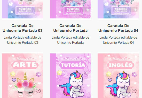 Portadas para Cuadernos de Unicornio Editables